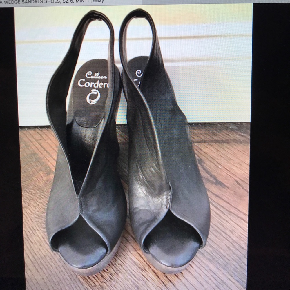 Calleen Cordero black leather Felipa wedge shoes,6
